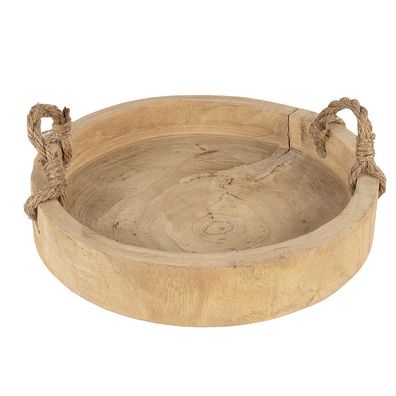 Clayre & Eef Dekoration Serviertablett Ø 35 cm Braun Holz Rund (Gr. Ø 35x6 cm)