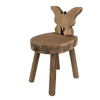 Clayre & Eef Pflanzentischchen 18x19x34 cm Braun Holz Schmetterling (Gr. 18x19x34 cm)