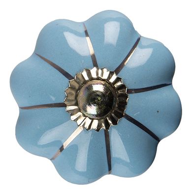 Clayre & Eef Türknauf Ø 4 cm Blau Goldfarbig Keramik (Gr. Ø 4x4 cm)