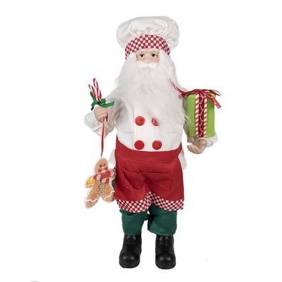 Clayre & Eef Figur Weihnachtsmann 46 cm Rot Textil auf Kunststoff (Gr. 26x16x46 cm)