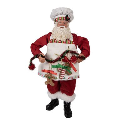 Clayre & Eef Figur Weihnachtsmann 28 cm Rot Textil auf Kunststoff (Gr. 16x8x28 cm)