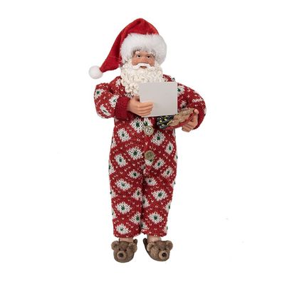 Clayre & Eef Figur Weihnachtsmann 28 cm Rot Textil auf Kunststoff (Gr. 16x8x28 cm)