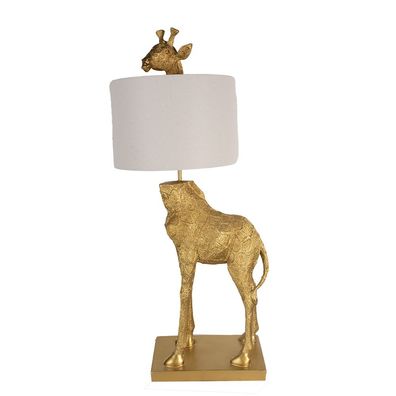 Clayre & Eef Tischlampe Giraffe 39x30x85 cm Goldfarbig Kunststoff