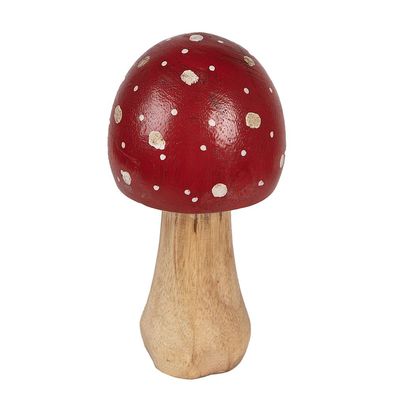 Clayre & Eef Dekoration Pilz Ø 6x13 cm Rot Holz (Gr. Ø 6x13 cm)