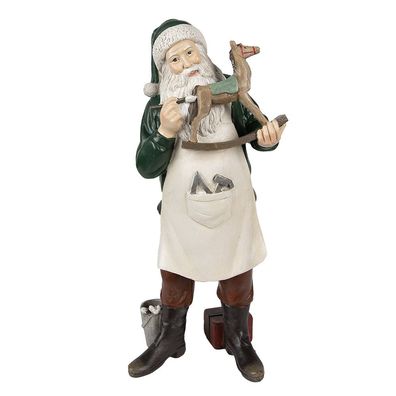 Clayre & Eef Figur Weihnachtsmann 13x10x31 cm Grün Polyresin (Gr. 13x10x31 cm)