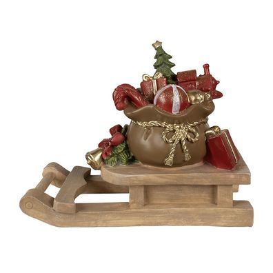 Clayre & Eef Figur Schlitten 38x16x29 cm Braun Polyresin (Gr. 38x16x29 cm)