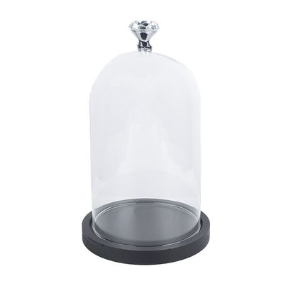 Clayre & Eef Glocke Ø 14x25 cm Transparant Glas Holz (Gr. Ø 14x25 cm)