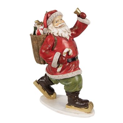 Clayre & Eef Figur Weihnachtsmann 14x11x20 cm Rot Polyresin (Gr. 14x11x20 cm)