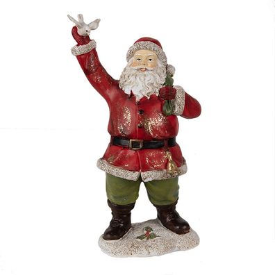 Clayre & Eef Figur Weihnachtsmann 13x10x23 cm Rot Polyresin (Gr. 13x10x23 cm)