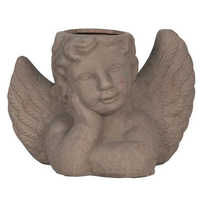 Clayre & Eef Innenblumentopf Engel 23x13x17 cm Grau Stein (Gr. 23x13x17 cm)