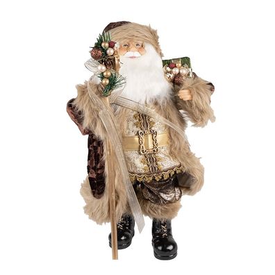 Clayre & Eef Figur Weihnachtsmann 47 cm Braun Beige Kunststoff (Gr. 26x16x47 cm)