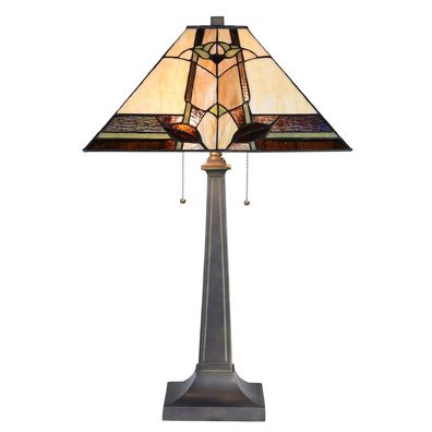 LumiLamp Tiffany Tischlampe 80 cm Beige Glas