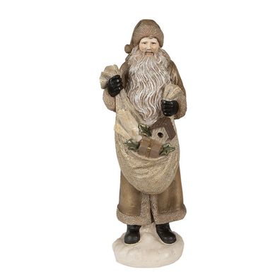 Clayre & Eef Figur Weihnachtsmann 30 cm Goldfarbig Polyresin (Gr. 11x11x30 cm)