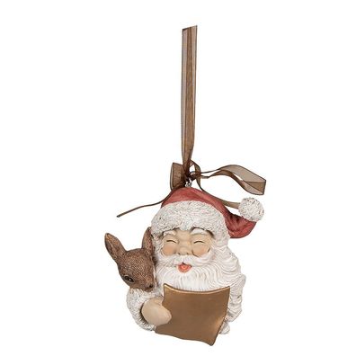 Clayre & Eef Weihnachtsanhänger Weihnachtsmann 9 cm Rot Polyresin (Gr. 9x5x9 cm)