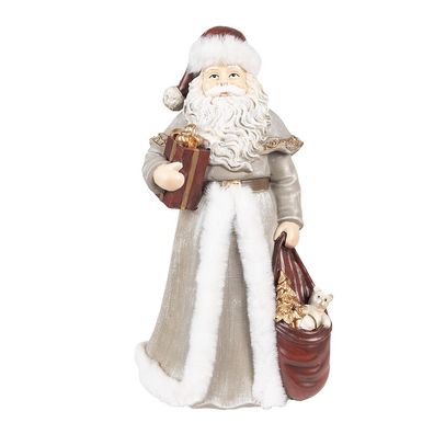 Clayre & Eef Figur Weihnachtsmann 31 cm Grau Polyresin (Gr. 16x16x31 cm)