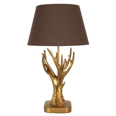 Clayre & Eef Tischlampe Ø 35x59 cm Goldfarbig Braun Polyresin