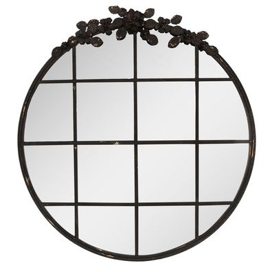 Clayre & Eef Spiegel 81 cm Schwarz Eisen Glas Rund (Gr. 76x5x81 cm)