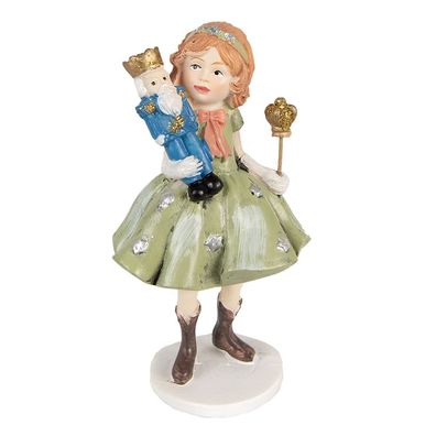 Clayre & Eef Dekorationsfigur Kind 12 cm Grün Polyresin (Gr. 7x6x12 cm)
