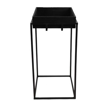 Clayre & Eef Pflanztisch 31x31x65 cm Schwarz Eisen Holz Quadrat (Gr. 31x31x65 cm)
