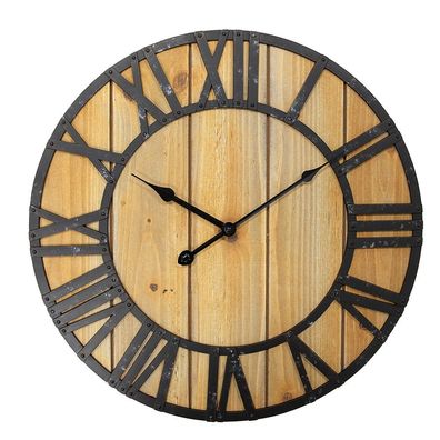 Clayre & Eef Wanduhr Ø 46x5 cm Braun Holzprodukt