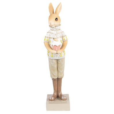 Clayre & Eef Figur Kaninchen 28 cm Braun Grün Polyresin (Gr. 7x7x28 cm)