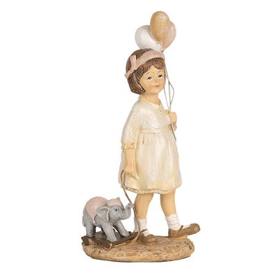 Clayre & Eef Figur Mädchen 18 cm Beige Polyresin (Gr. 9x6x18 cm)