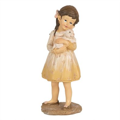 Clayre & Eef Figur Mädchen 15 cm Beige Polyresin (Gr. 6x5x15 cm)