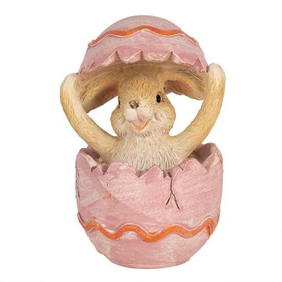 Clayre & Eef Figur Kaninchen 8 cm Braun Rosa Polyresin (Gr. 6x6x8 cm)