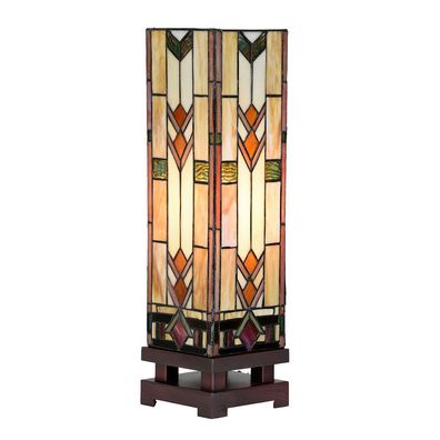 LumiLamp Tiffany Tischlampe 15x15x54 cm Beige Glas