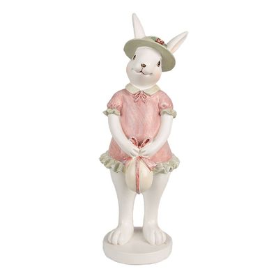 Clayre & Eef Figur Kaninchen 26 cm Weiß Rosa Polyresin (Gr. 9x9x26 cm)