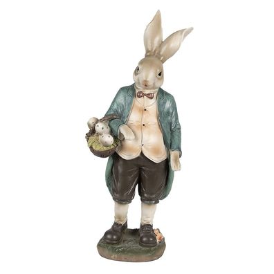 Clayre & Eef Figur Kaninchen 38 cm Braun Grün Polyresin (Gr. 17x10x38 cm)