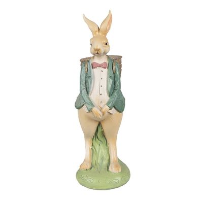 Clayre & Eef Figur Kaninchen 30 cm Braun Grün Polyresin (Gr. 11x11x30 cm)