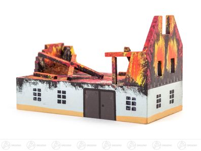 Miniatur Brandstätte Scheune H=ca 5,5cm NEU Erzgebirge Weihnachtsfigur Holzfigur