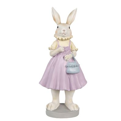 Clayre & Eef Figur Kaninchen 12x10x27 cm Braun Violett Polyresin (Gr. 12x10x27 cm)