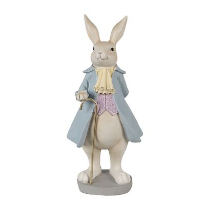 Clayre & Eef Figur Kaninchen 12x9x26 cm Beige Blau Polyresin (Gr. 12x9x26 cm)