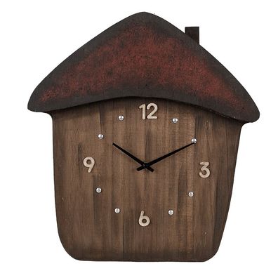 Clayre & Eef Wanduhr 37x4x40 cm Braun Holz