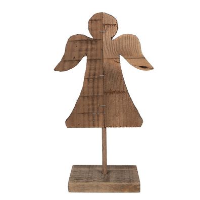 Clayre & Eef Dekorationsfigur Engel 18x8x30 cm Braun Holz (Gr. 18x8x30 cm)