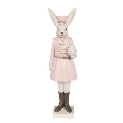 Clayre & Eef Figur Kaninchen 23 cm Beige Rosa Polyresin (Gr. 7x6x23 cm)