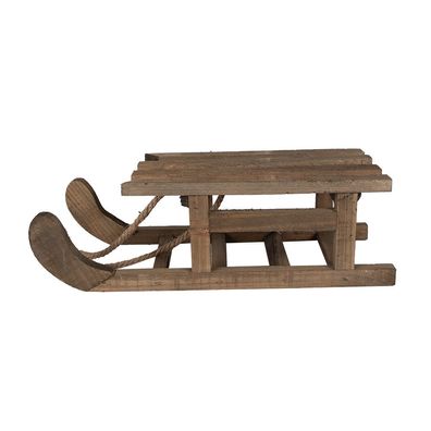 Clayre & Eef Dekoration Schlitten 38x14x12 cm Braun Holz (Gr. 38x14x12 cm)