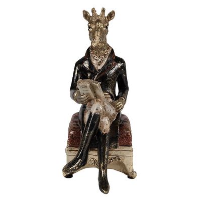 Clayre & Eef Figur Giraffe 22 cm Goldfarbig Schwarz Polyresin (Gr. 10x15x22 cm)