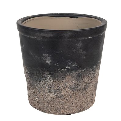 Clayre & Eef Innenblumentopf Ø 17x16 cm Schwarz Braun Keramik (Gr. Ø 17x16 cm)