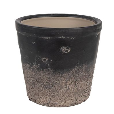 Clayre & Eef Innenblumentopf Ø 15x14 cm Schwarz Braun Keramik (Gr. Ø 15x14 cm)