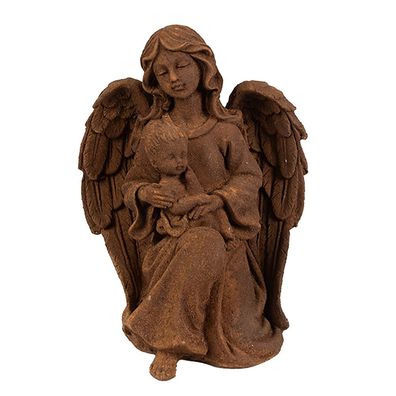 Clayre & Eef Dekorationsfigur Engel 18 cm Braun Polyresin (Gr. 13x11x18 cm)