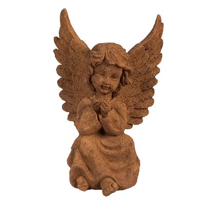 Clayre & Eef Dekorationsfigur Engel 15 cm Braun Polyresin (Gr. 11x9x15 cm)