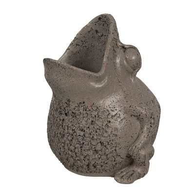 Clayre & Eef Blumentopf Frosch 19x18x23 cm Grau Polyresin (Gr. 19x18x23 cm)