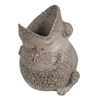 Clayre & Eef Blumentopf Frosch 26x25x32 cm Grau Polyresin (Gr. 26x25x32 cm)
