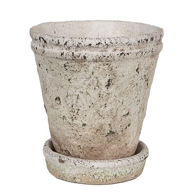 Clayre & Eef Blumentopf Ø 13x14 cm Beige Stein (Gr. Ø 13x14 cm)
