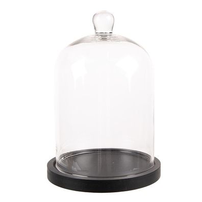 Clayre & Eef Glocke Ø 15x21 cm Transparant Glas Holz Rund (Gr. Ø 15x21 cm)