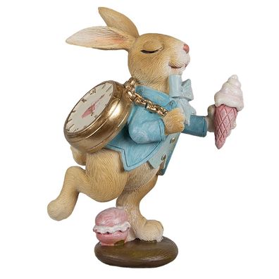 Clayre & Eef Figur Kaninchen 14 cm Braun Blau Polyresin (Gr. 10x6x14 cm)