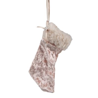 Clayre & Eef Weihnachtsanhänger Weihnachtsstrumpf 14 cm Rosa Synthetisch